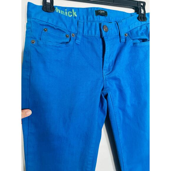 J. Crew Bright Blue Toothpick Skinny Leg Cotton Blend Pants Jeans size 27 - Picture 4 of 8